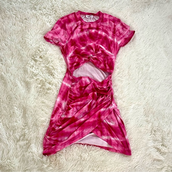 SOLD Superdown Maureen Jersey Pink Tie Dye Fashion Blog Fave Cut Out Bodycon - Picture 2 of 8